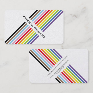 MODERN MINIMAL unique stripe rainbow pride LGBTQ Business Card