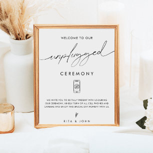 Modern Minimal Unplugged Ceremony Wedding Sign
