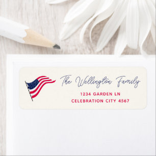 Modern Minimal USA Flag Custom Return Address Return Address Label