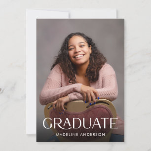 Modern Minimal Vertical Graduation 2 Photo  Invitation