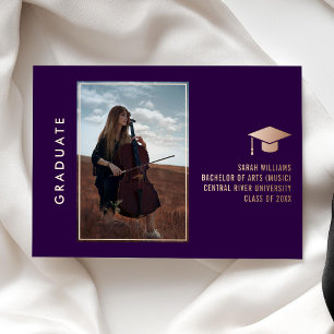 Modern Minimal Violet Graduation Announcement Card