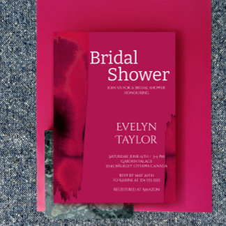 Modern, Minimal Viva Magenta Bridal Shower Invitation