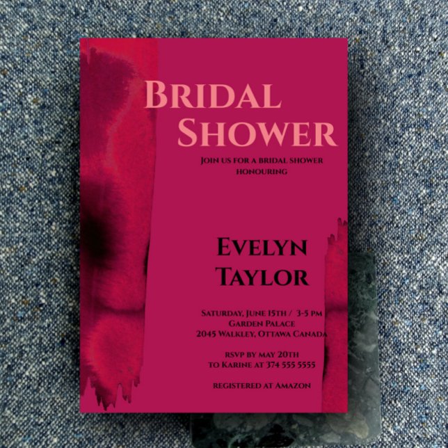 Modern, Minimal Viva Magenta Bridal Shower  Invitation (Creator Uploaded)