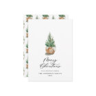 Modern minimal watercolor merry Christmas tree
