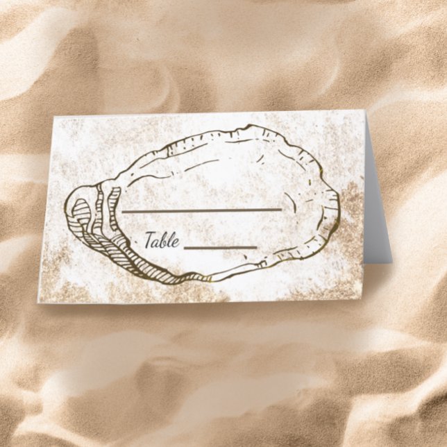 Modern Minimal Watercolor Oyster Beach Wedding Place Card (Creator Uploaded)
