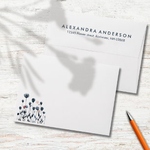 Modern Minimal Watercolor Wildflowers Envelope