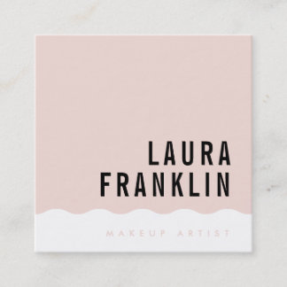 MODERN MINIMAL WAVE simple chic blush pink Square Business Card