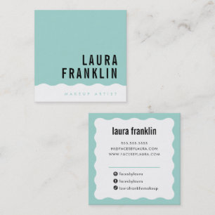 MODERN MINIMAL WAVE simple chic mint green Square Business Card