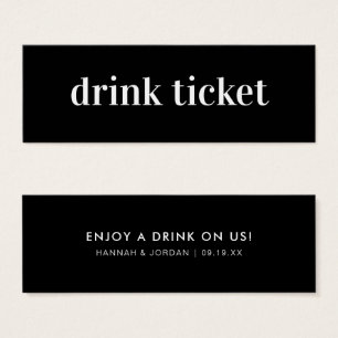 Modern Minimal Wedding Bar Drink Ticket