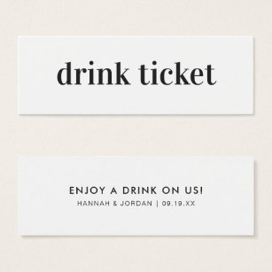 Modern Minimal   Wedding Bar Drink Ticket