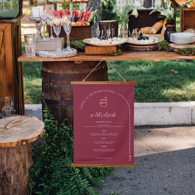 Modern Minimal | Wedding Bar Menu Hanging Tapestry (Creator Uploaded)