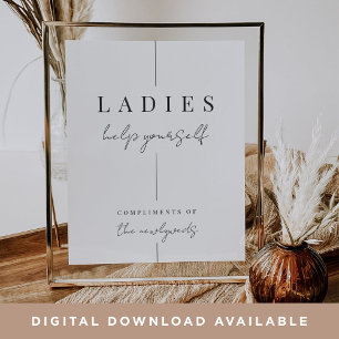 Modern Minimal Wedding Bathroom Basket Sign