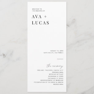 Modern Minimal Wedding Ceremony Order of Service Program