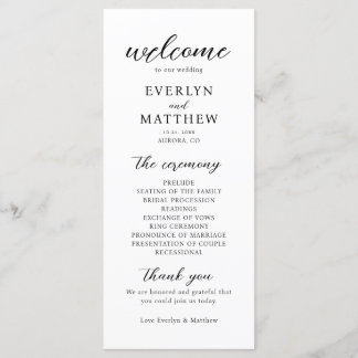 Modern Minimal Wedding Ceremony Program