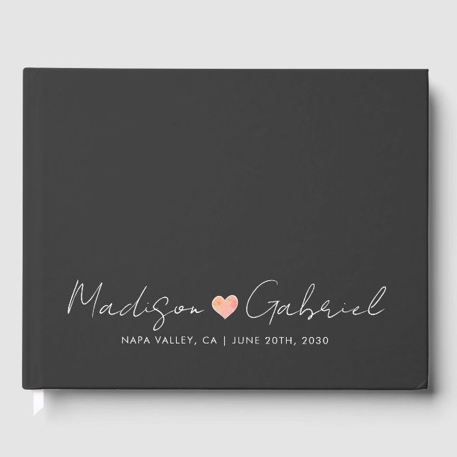 Modern Minimal Wedding Charcoal Grey Wedding Guest Book (Front)