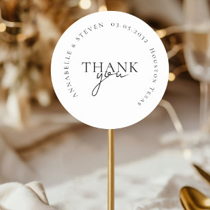 Modern, Minimal, Wedding Classic Round Sticker