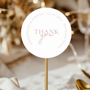 Modern, Minimal, Wedding Classic Round Sticker