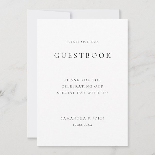 Modern Minimal Wedding Guestbook Sign Card (Front)