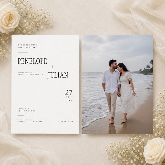 Modern Minimal Wedding Invitation with Photo (Creator Uploaded)