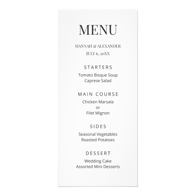 Modern Minimal Wedding Menu (Front)