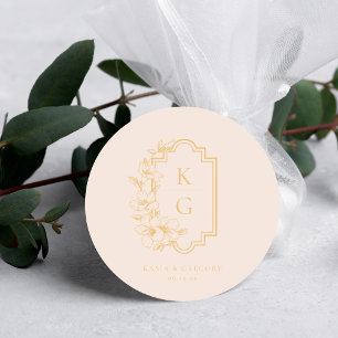 Modern Minimal   Wedding Monogram Classic Round Sticker