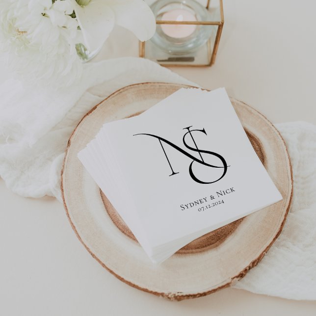 Modern Minimal | Wedding Monogram Napkin (Creator Uploaded)