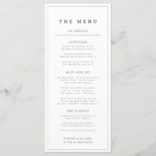 Modern minimal wedding or event custom mono menu