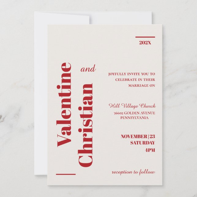 Modern Minimal Wedding Photo Invitation Card (Front)