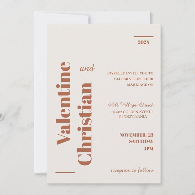 Modern Minimal Wedding Photo Invitation Card (Front)