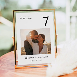Modern Minimal Wedding Photo Table Number