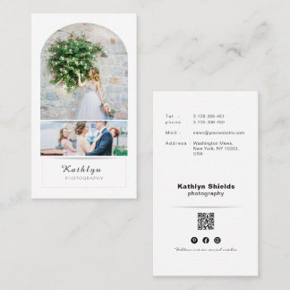 Modern Minimal Wedding Photographer Photo vertical Business Card