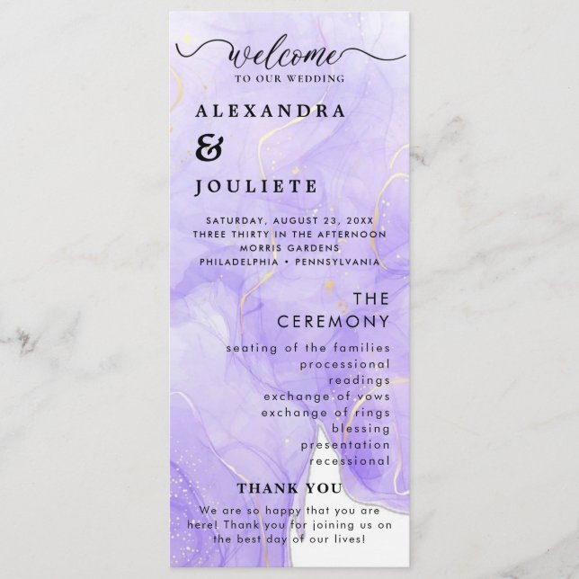 Modern Minimal Wedding Program Order Of Events (Front)