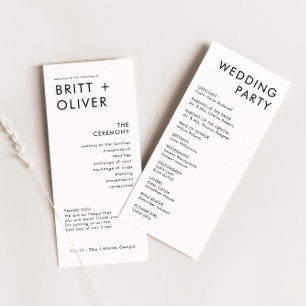 Modern Minimal Wedding Program Order Of Events