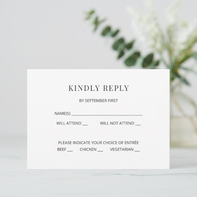 Modern Minimal Wedding RSVP Card (Standing Front)