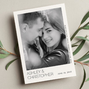 Modern Minimal Wedding Save-the-Date BW Photo Card