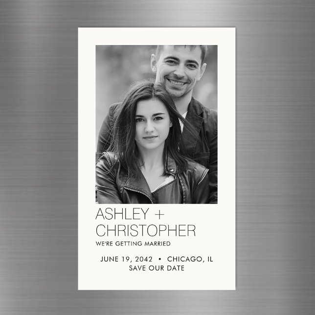 Modern Minimal Wedding Save-the-Date Photo Magnet (Creator Uploaded)