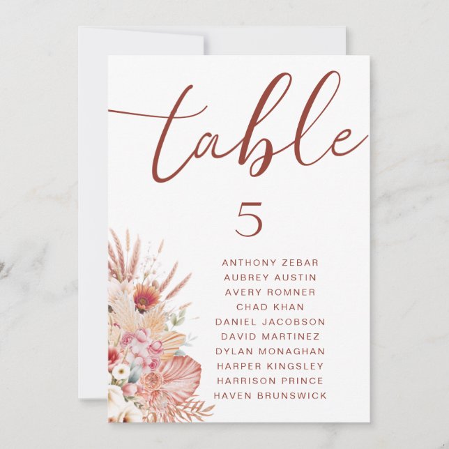 Modern Minimal Wedding Table Seating Chart Cards (Front)