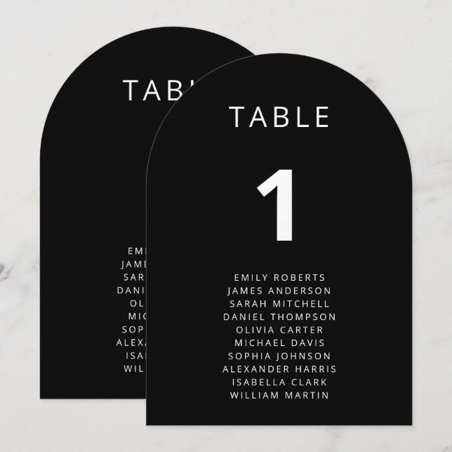 Modern Minimal Wedding Table Seating Chart Cards (Front/Back)