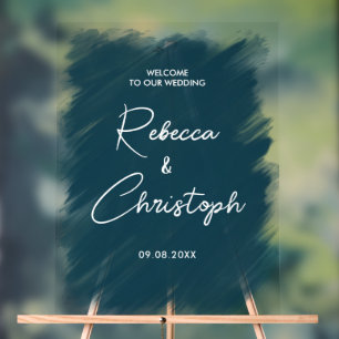 modern minimal wedding welcome acrylic sign