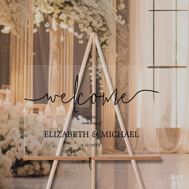 Modern Minimal Wedding Welcome Acrylic Sign (Modern minimal wedding welcome clear acrylic sign)