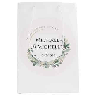 Modern minimal Wedding Welcome bag blue wreath