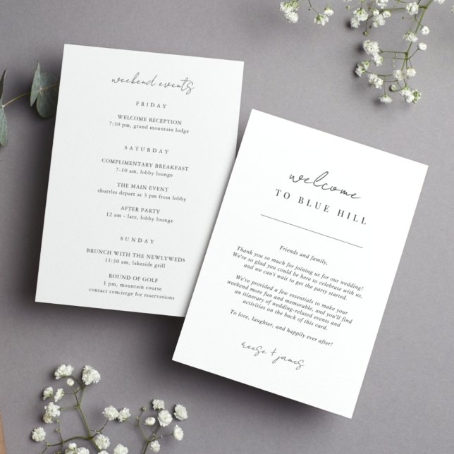 Modern Minimal Wedding Welcome Letter & Itinerary Program (Creator Uploaded)