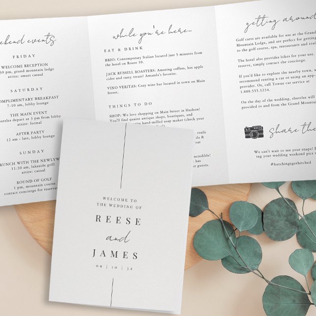 Modern Minimal Wedding Welcome Letter & Itinerary Tri-Fold Programme (Creator Uploaded)