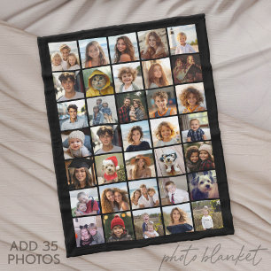 Modern Minimal White - 35 Photo Collage Fleece Blanket