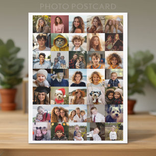 Modern Minimal White - 35 Photo Collage Postcard