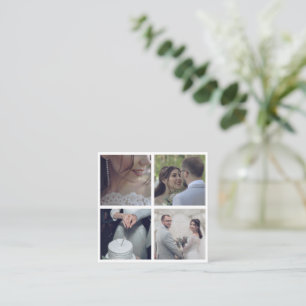 Modern Minimal White Border Wedding Photographer Square Business Card