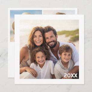 Modern, Minimal White Border with 3 Total Photos Holiday Card