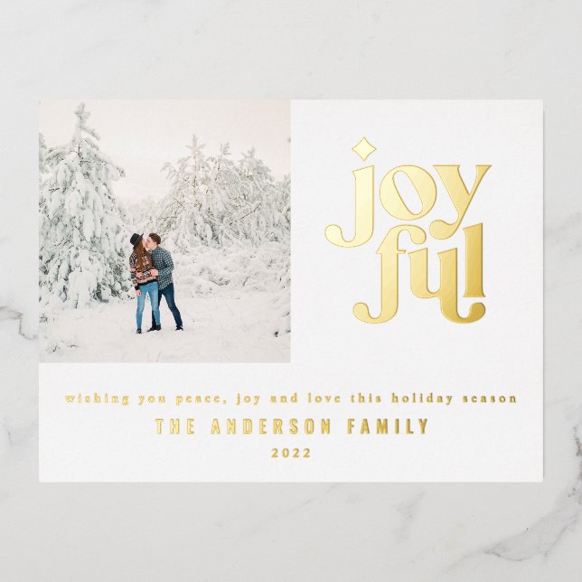 Modern minimal white Christmas typography  Foil Holiday Postcard (Front)