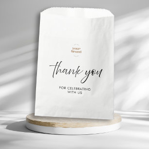 Modern Minimal White Event Thank You Script Logo Favour Bag