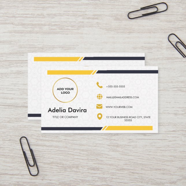 Modern Minimal White Gold Consultant Business Card (Front/Back In Situ)